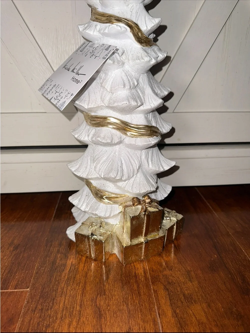 Nicole Miller White & Gold Decorative Christmas Tree with Presents